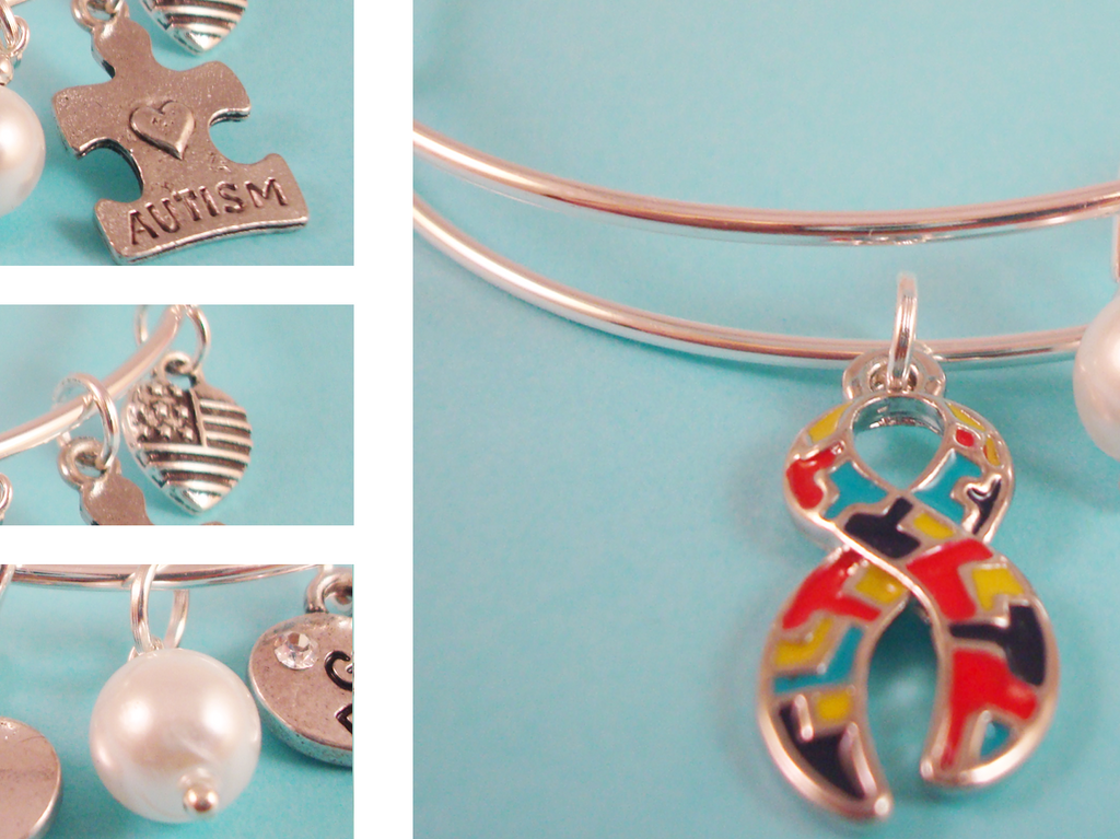 Autism Puzzle - Charm Bangle Bracelet